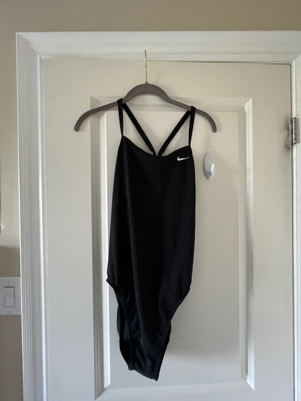 Nike Black Women's One-Piece Swimsuit with White Swoosh